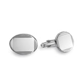 Sterling Silver Oval Polished Engine-Turned Cufflinks